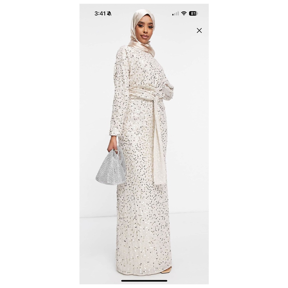 ASOS Long Sleeved Batwing Scatter Embellished Dress
